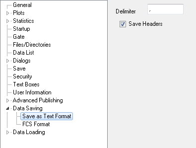 图 8.24  Data Saving - Save as Text Format Preferences (数据保存 - 保存为文本格式设置)